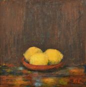 Patricia Langmead (20th Century), 'Lemons', a still life composition, oil on panel, signed with