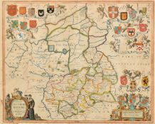 J. Janssonn, a hand-coloured engraved map of Cambridgeshire, label verso, 16.25