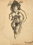 Marcos, Spanish School, 20th Century, a charcoal study of a female nude, signed, 30