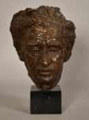 Sally Hersh (1936-2010), Miron Grindea, a head study, bronze resin, 14