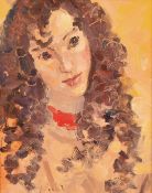 Kanwaldeep Singh Kang 'Nicks', (1964-2007), a head study of a female figure, oil on board, signed,