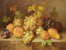 R. Caspar (20th Century), a still life of fruit with trailing vines, oil on panel, signed, 12