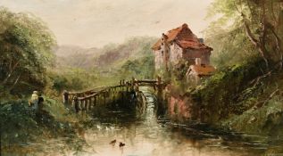 Sarah Louise Kilpack (1839-1909), a view of a watermill near Boulogne, oil on panel, signed, 5