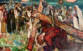 Reginald William Gammon (1894-1997), 'The Road to Calvary' oil on panel, signed, 24