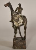 Emilio Stanzani (1906-1977) Swiss, a horse and jockey, bronze, signed, 9.25
