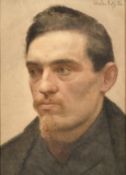 Charles Auty (1858-1936), a head study of a young man, watercolour, signed and dated 86, 12.25