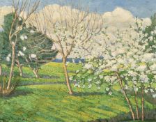 20th Century Continental School, an orchard in blossom, indistinctly signed and dated, oil on canvas