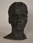 Sally Hersh (1936-2010), head study of a young woman with a bun, ciment fondu, 12