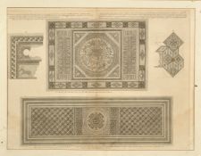 An 18th Century engraving of a plan of a Roman mosaic, plate size 17