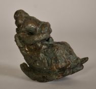 Sally Hersh (1936-2010), Rocking Chair, figures in embrace, bronze resin, 4.75