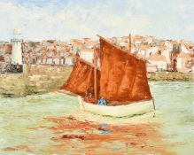 Darrel Mitchell (b. 1968), A St. Ives Lugger Heading Out, oil on canvas, signed, 16