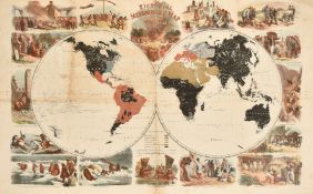 Edmund Evans and John Gilbert, The Pictorial Missionary Map of the World, Late 19th Century, 18.5