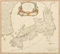Gilles Robert de Vaugondy, an 18th Century map, 'L'Empire du Japon', outline coloured, visible