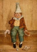 19th Century English School, A pair of humorous oil on canvas paintings of children, each