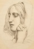 After Leon Cogniet, Mid-19th Century, 'Femme en Larmes', charcoal, 13