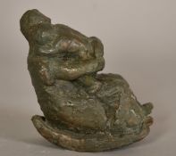 Sally Hersh (1936-2010), Rocking Chair, figures in embrace, bronze resin, 4.75