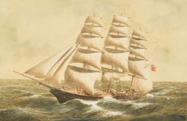 19th/20th Century, a clipper unfurling its sails, watercolour, 13