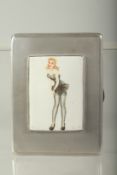 AN ENGINE TURNED SILVER CIGARETTE CASE. 11.5cms x 8cms. Birmingham 1984. Weight 221 grams. The lid