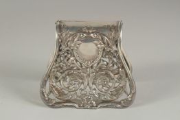 A VICTORIAN SILVER PIERCED LETTER HOLDER pierced with acanthus scrolls. London 1901.