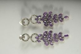 A PAIR OF SILVER MARCASITE WATERFALL EARRINGS, boxed.