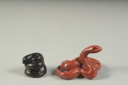 TWO JAPANESE BOXWOOD NETSUKES.