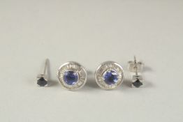TWO PAIRS OF SAPPHIRE EARRINGS.