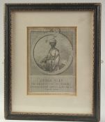A RARE ENGRAVING DEPICTING HYDER ALLY; father of Tipu Sultan of Mysore, framed and glazed
