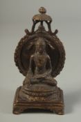A SOUTH INDIAN BRONZE BUDDHA, 14.5cm high.