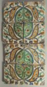 A PANEL OF EIGHT 18TH CENTURY NORTH AFRICAN TUNISIAN TILES.