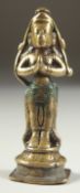 AN 18TH-19TH CENTURY SOUTH INDIAN BRONZE FIGURE OF HANUMAN, 9cm high.