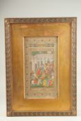 A VERY FINE LARGE 18TH-19TH CENTURY INDIAN MINIATURE PAINTING, depicting a scene