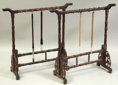 A PAIR OF CHINESE CALLIGRAPHY BRUSH STANDS, each with a couple of brushes.