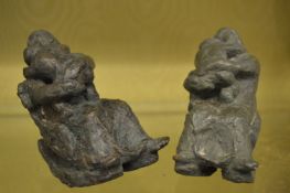 Sally Hersh, rocking chair, figures in embrace, bronze resin and another similar.
