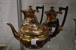 Three piece plated tea service.