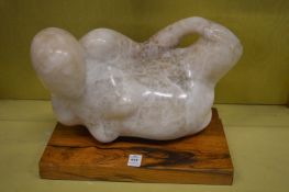 Sally Hersh, 'Pregnant Woman', carved alabaster on a wooden plinth.