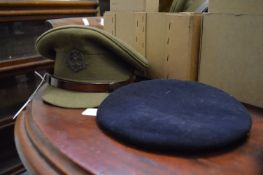 A Middlesex regiment khaki cap and beret.