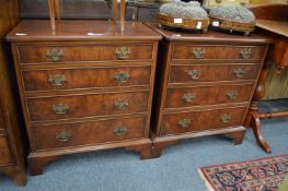 A pair of George III design small mahogany four drawer chests.