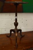 A mahogany tripod table, stool and towel rail.
