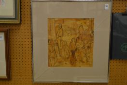 Figure studies, ink and pencil, initialed B.R.S.