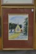 A Church near Wellington, New Zealand, watercolour.