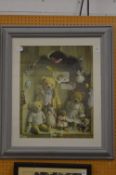 A teddy bear collection, colour print.
