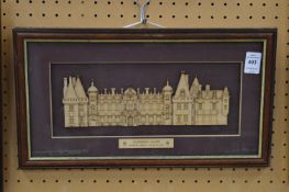 Three dimensional picture of Waddesdon Manor, a 3D picture of flowers, colour print of a seaside