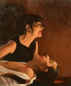 Jack Vettriano (b. 1951), study for 'Feeding Frenzy', oil on canvas, signed, 15