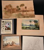 A collection of five unframed Indian works, all around 7.5