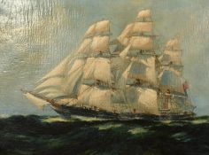 Late 19th/Early 20th Century English School, a clipper in open seas, oil on canvas, 18