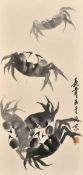 20th Century Chinese School, crabs, brushed ink, signed and with one red seal, 26