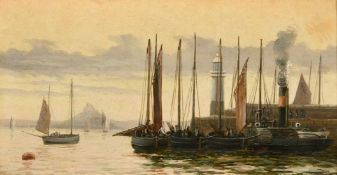 A Pair of Mid-19th Century Cornish views, Smeaton's Pier, St. Ives and Newlyn Harbour looking