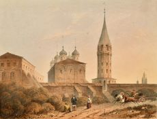 Two hand coloured lithographs of Seville Cathedral, 15