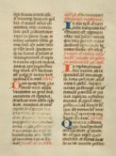 14th Century, a page of script from the book of hours, ink on vellum, 6.5