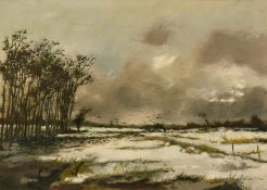 Pierre Gautiez, 20th Century, French, 'Neige En Normandie', oil on canvas, signed, Frost and Reed